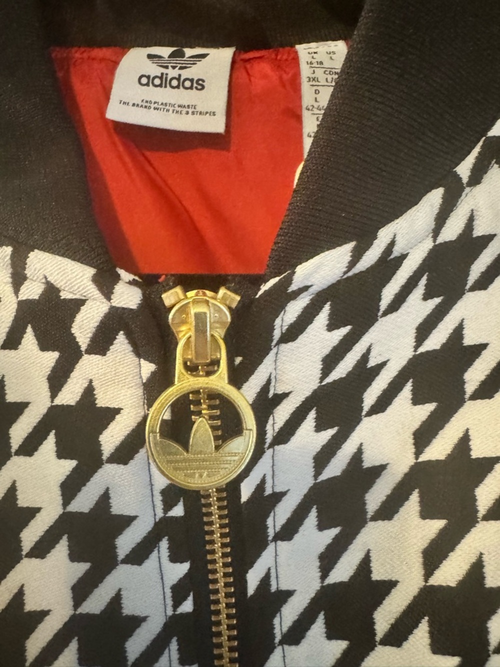 Adidas Originals Black & White Houndstooth Bomber Jacket - Picture 5 of 10